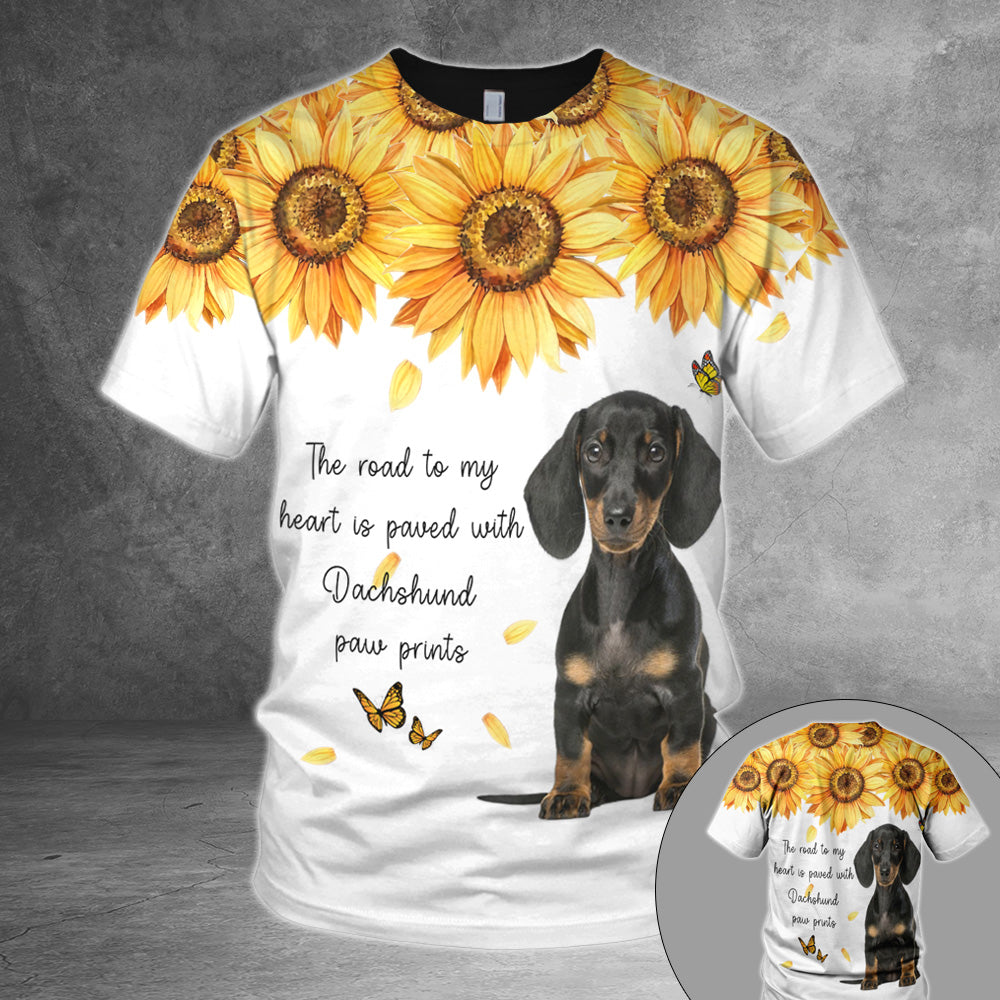 Dachshund The Road To My Heart Is Paved With Dog Paw Prints All Over Print Shirts Th93 Trna