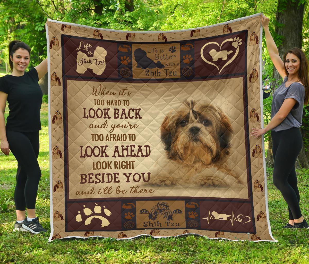 Alway Beside You Shih Tzu Quilt Blanket