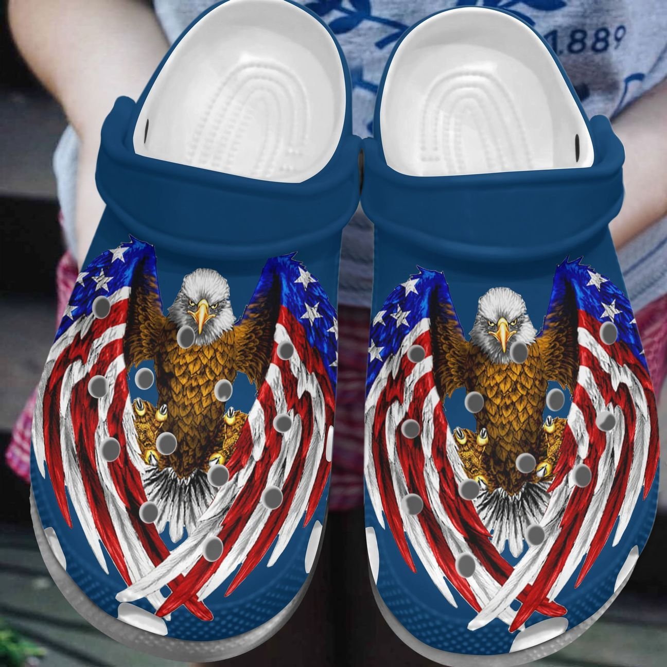 Usa Personalized Clog, Custom Name, Text, Color, Number Fashion Style For Women, Men, Kid, Print 3D American Flag And Eagle