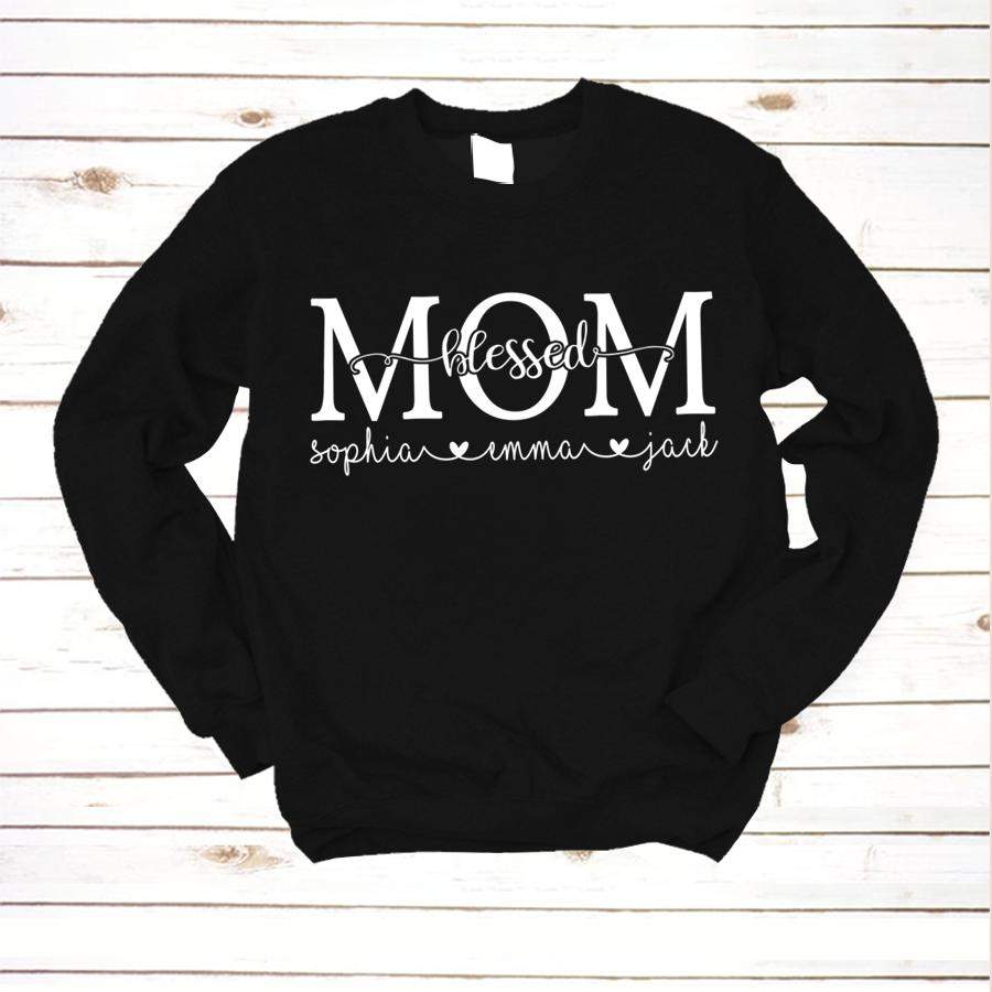 PERSONALIZED BLESSED MOM KIDS NAMES SHIRT