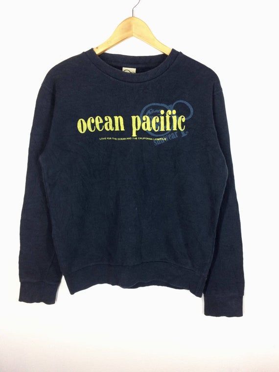 Rare Vintage Ocean Pacific Spellout Big Logo Shirt Outdoor Surfing Sport Wear Sweater Hip Hop Swag Shirt