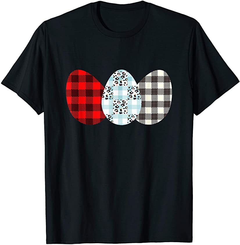 Easter Eggs plaid buffalo and leopard Happy Easter Gift T-Shirt