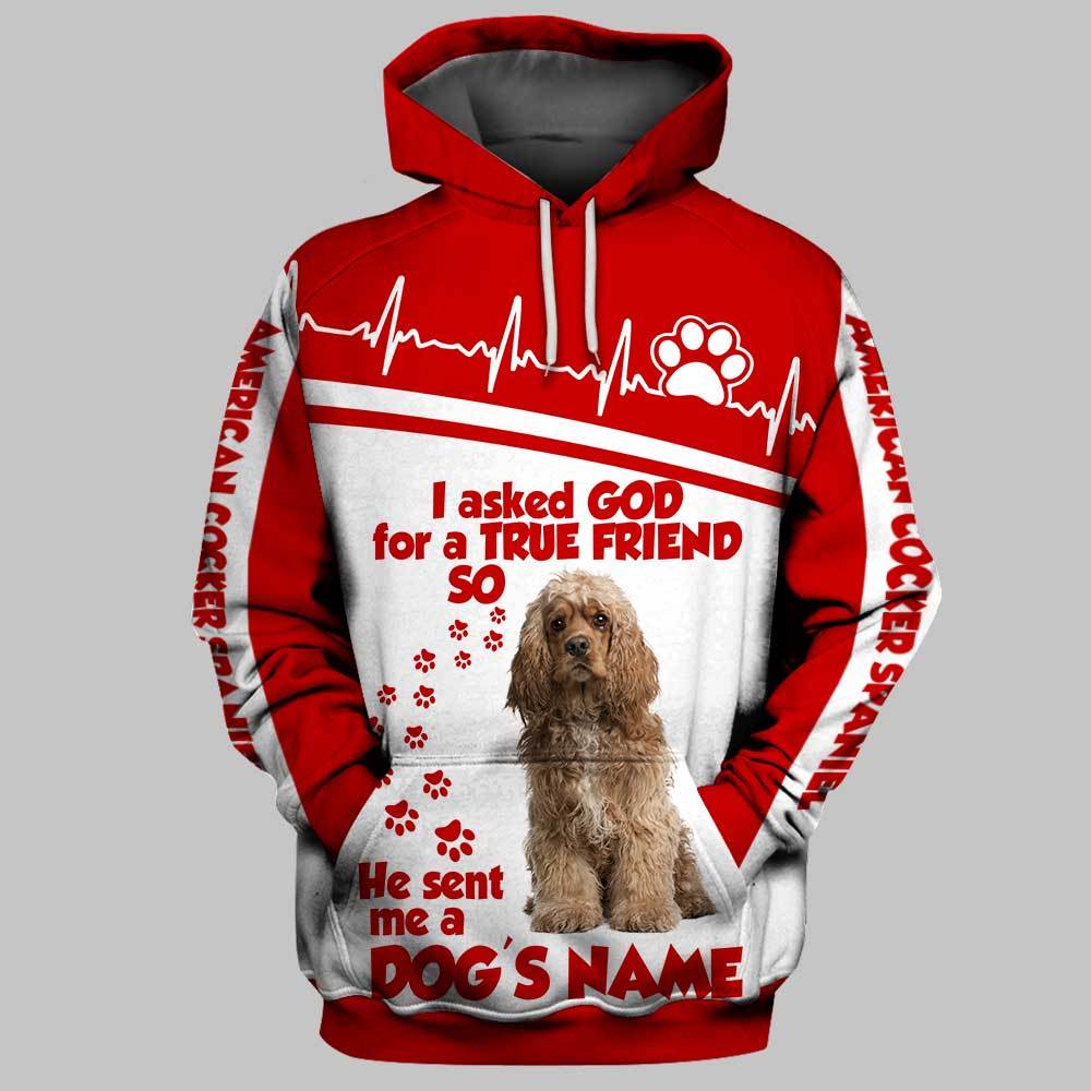 Personalized Name American Cocker Spaniel 3D Full Printing