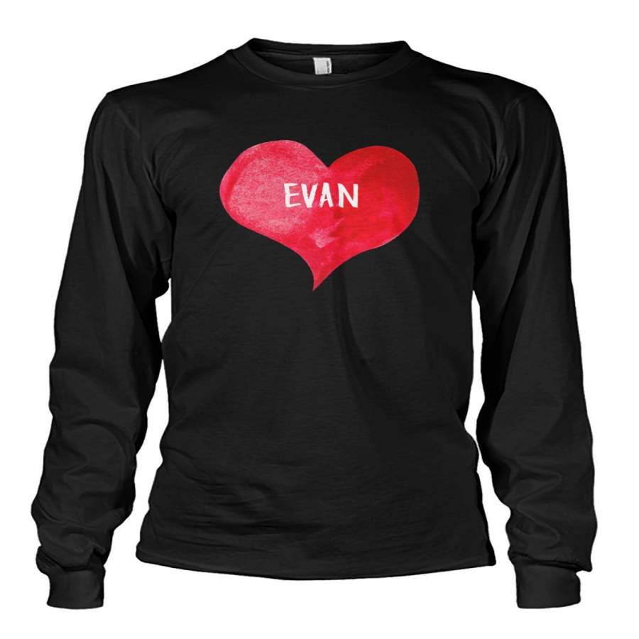 I Love Evan Customized Name Valentine’s Gift Couple Unisex Long Sleeve