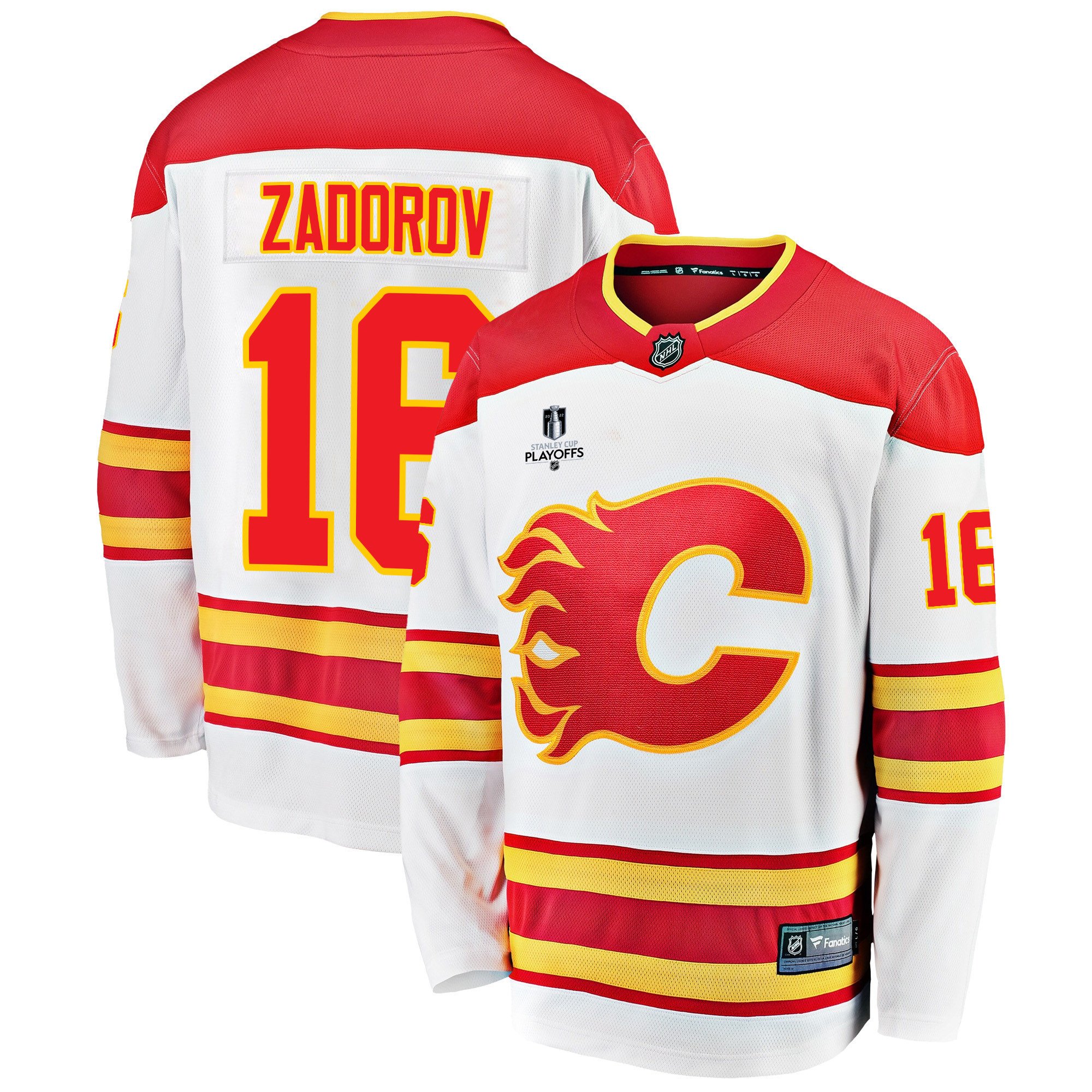 Calgary Flames Nikita Zadorov 16 Away 2022 Stanley Cup Playoffs Breakaway Men Jersey – White