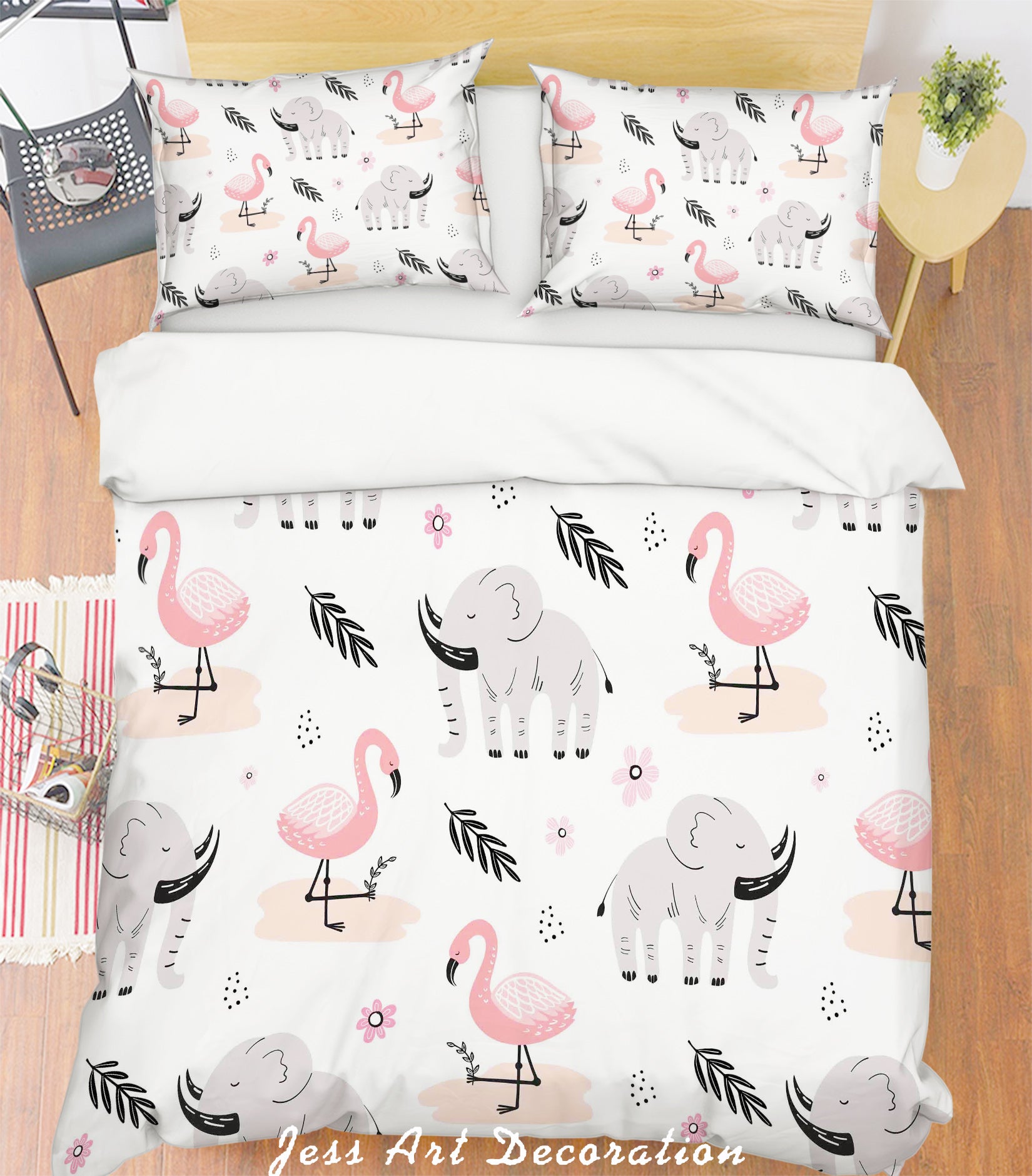 3D Flamingo Elephants Quilt Cover Set Bedding Set Pillowcases 19