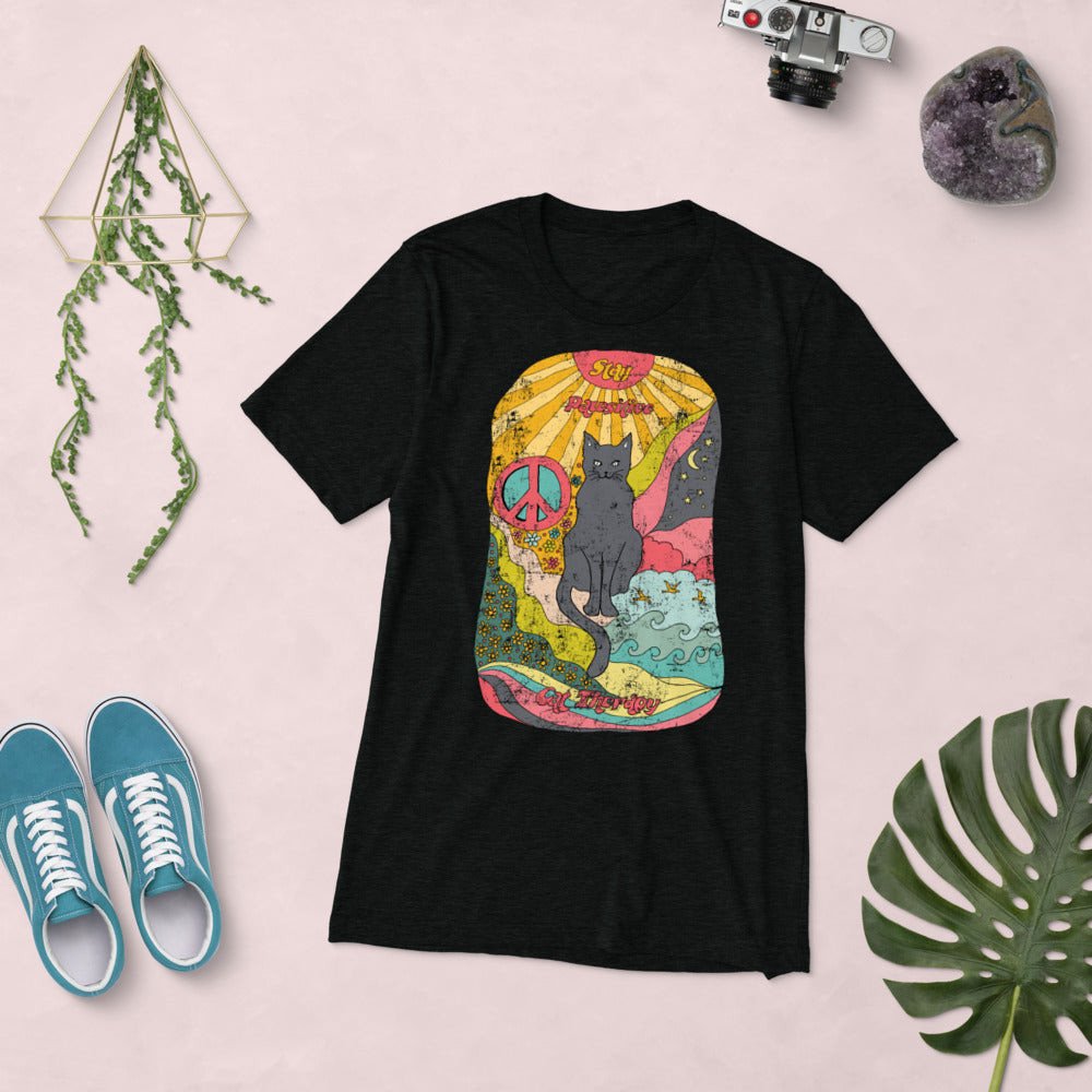 Stay Pawsitive Psychedelic Hand Drawing Super Soft Tee