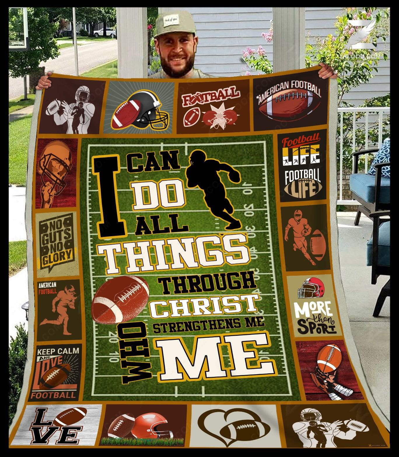 Football – I Can Do All Things Through Christ Quilt Blanket Ep2579