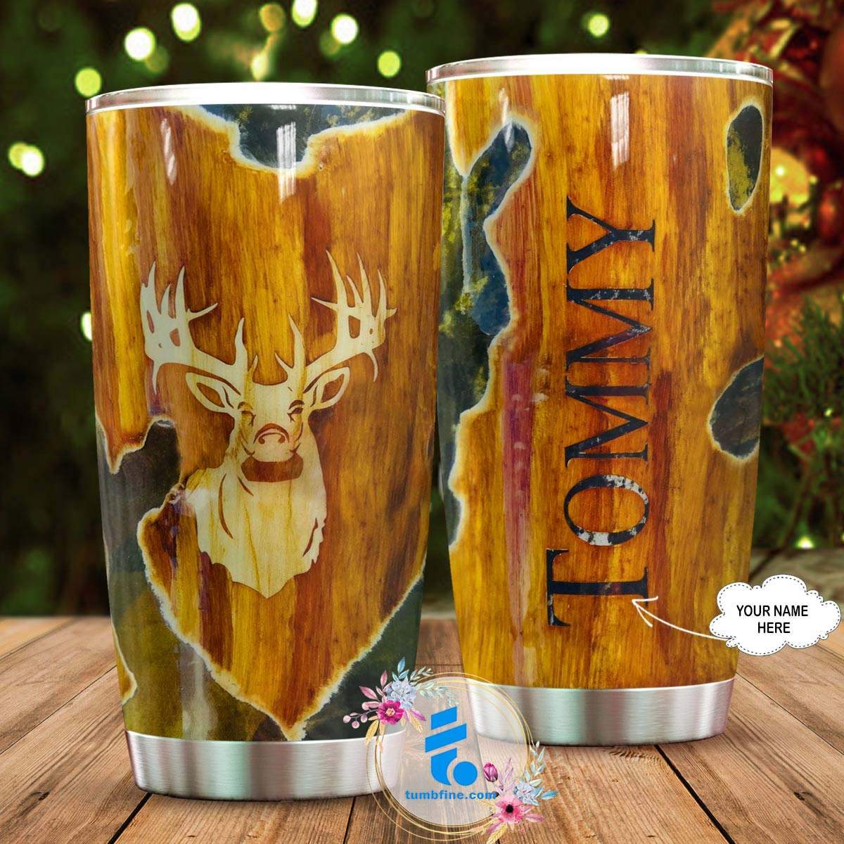 Camo Hunting Deer Personalized Tumbler TTP28