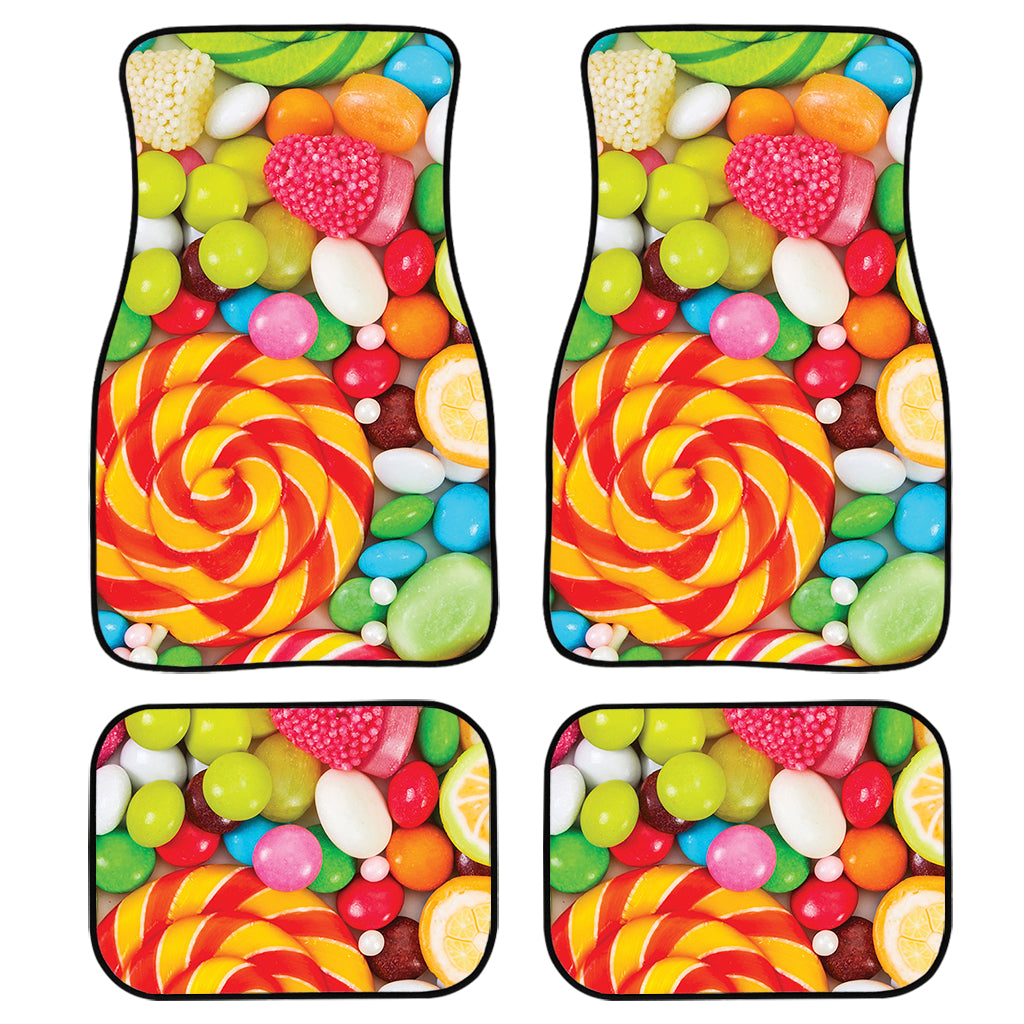 Colorful Lollipop And Candy Print Front And Back Car Floor Mats