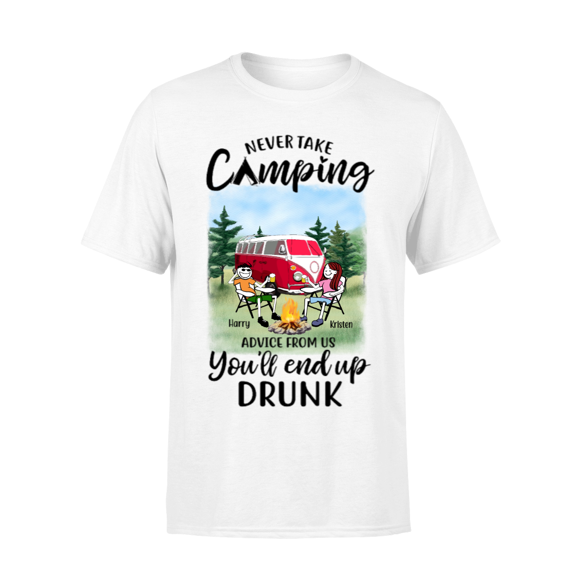 Personalized T Shirt, Drinking Beer Funny Couple Camping, Custom Gift For Camping Lovers
