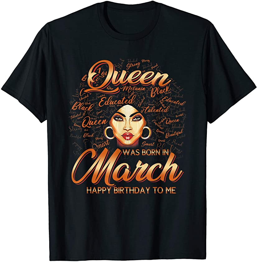 Pisces Girls Black Queen Best February March Birthday T-Shirt