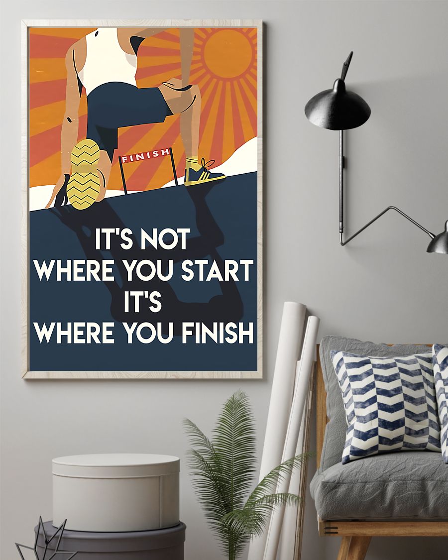 Running It’s Where You Finish Vertical Canvas And Poster | Wall Decor Visual Art