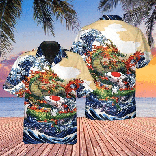 Dragon And Koi Fish Hawaiian Shirt Ha94243