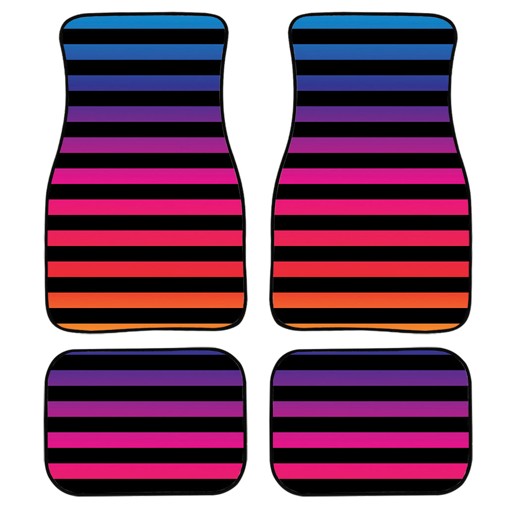 Rainbow Striped Pattern Print Front And Back Car Floor Mats, Front Car Mat