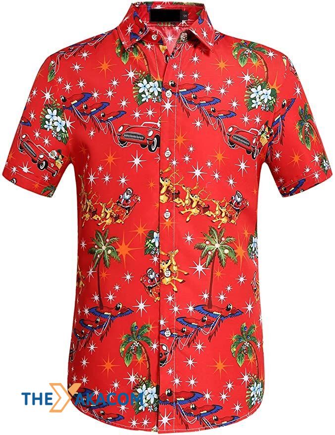 Red Car Christmas Vacation Party Tropical Ugly Hawaiian Shirt Ha111800