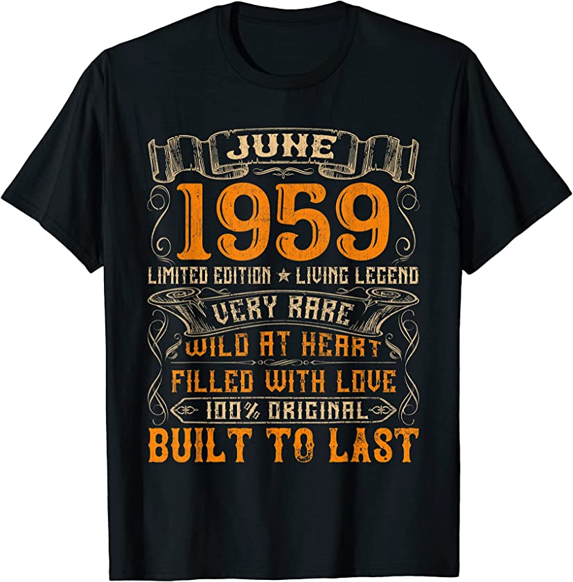 Vintage June 1959 Decorations 62 Year Old 62nd Birthday T-Shirt