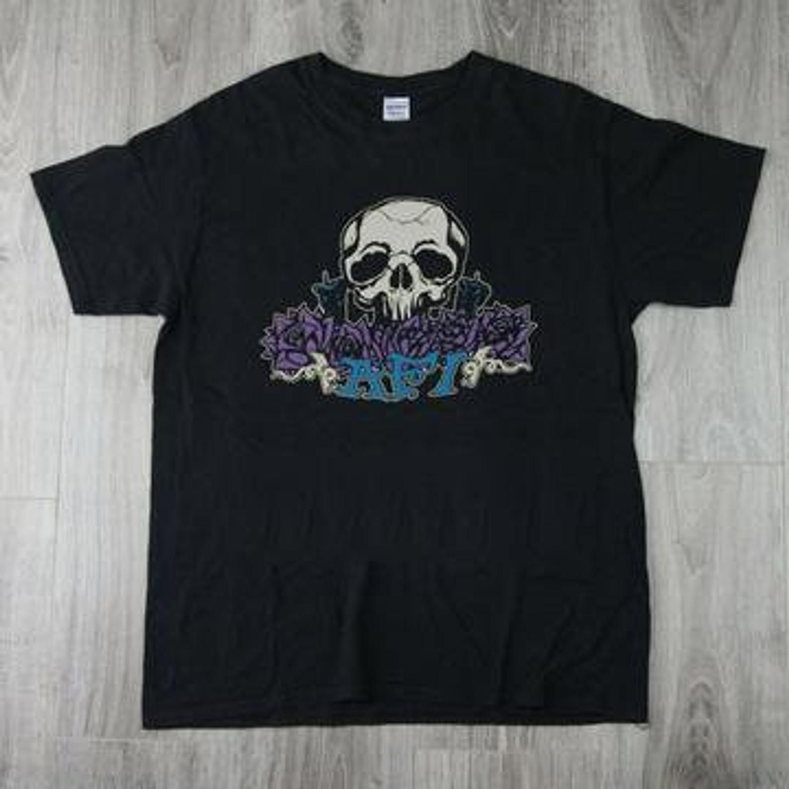 Afi A Fire Inside Skull Band Distressed Tour T-Shirt - TattoosCafe