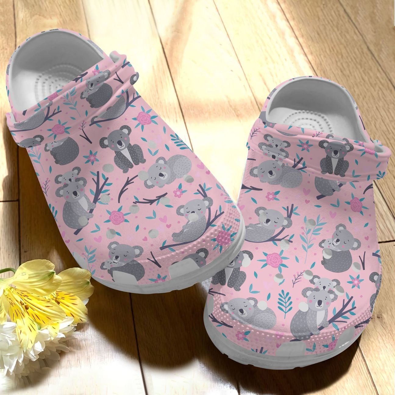 Koala Personalize Clog, Custom Name, Text, Fashion Style For Women, Men, Kid, Print 3D Whitesole Cute Koalas