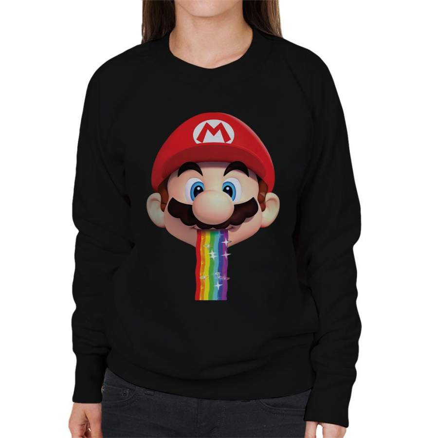 Super Mario Mario Puking Rainbow Snapchat Filter Women’s Sweatshirt