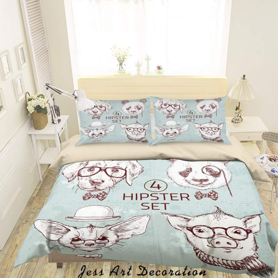 3D Cartoon Animal Panda Dog Quilt Cover Set Bedding Set Duvet Cover Pillowcases A025 LQH