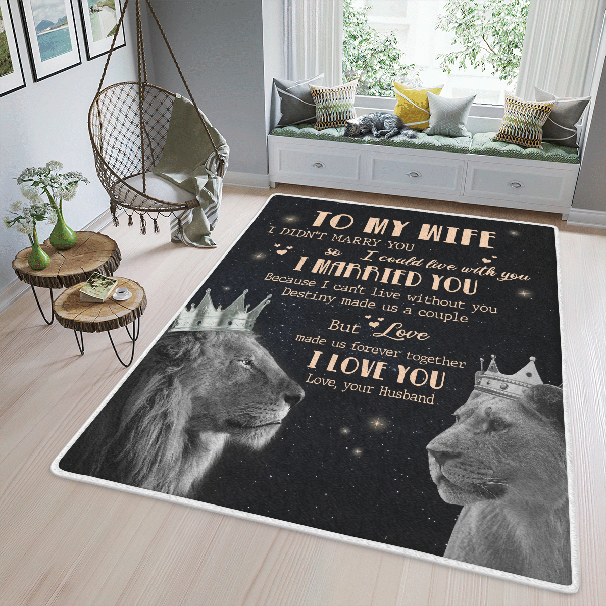 Wooni To My Wife – Lion Queen And King Area Rug, Rectangle Rug Wn070322202