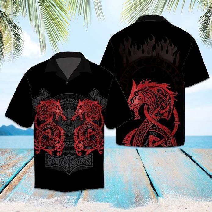 Viking Dragon Tropical Aloha Hawaiian Shirt Colorful Short Sleeve Summer Beach Casual Shirt For Men And Women