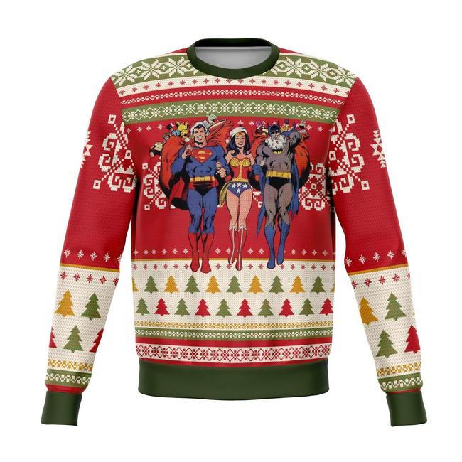 BATMAN SUPERMAN WONDER WOMAN PREMIUM UGLY CHRISTMAS SWEATER – AMAZING GIFT IDEA – THANKSGIVING GIFT