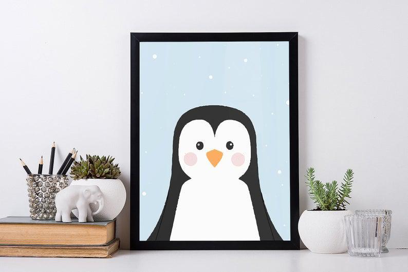 Nursery Poster. Penguin Print. Baby Boy Wall Art. Kids Style Home Decor.