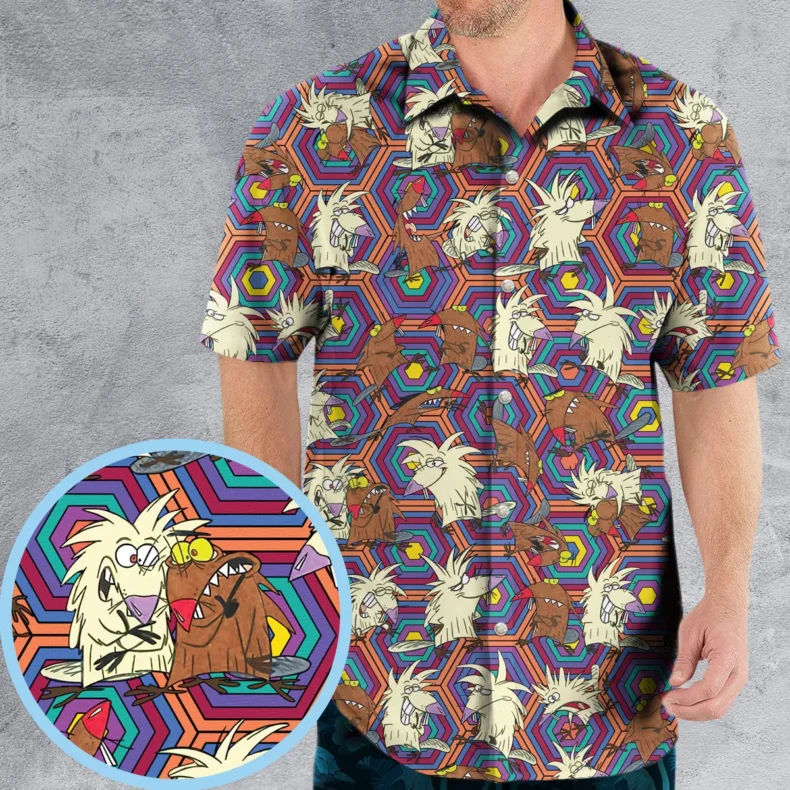 The Angry Beavers Pattern Hawaiian Shirt