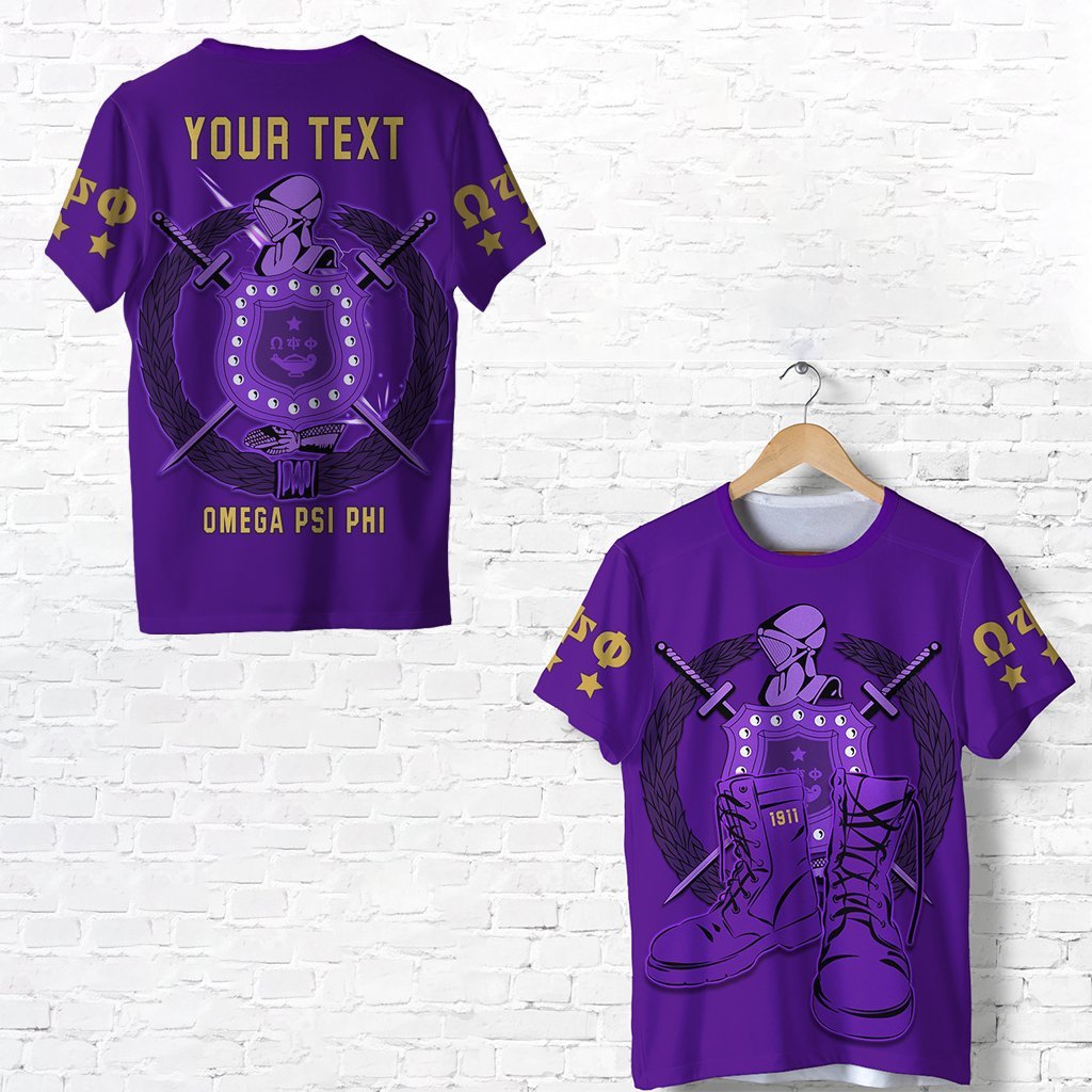 (Custom Personalised) Omega Psi Phi T-Shirt Boots Lt13