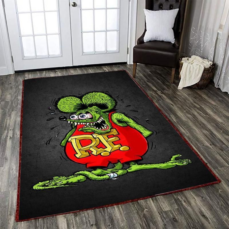 Hotrod Rug Rat Fink Hot Rod Muscle Car, Living Room Rugs, Floor Decor