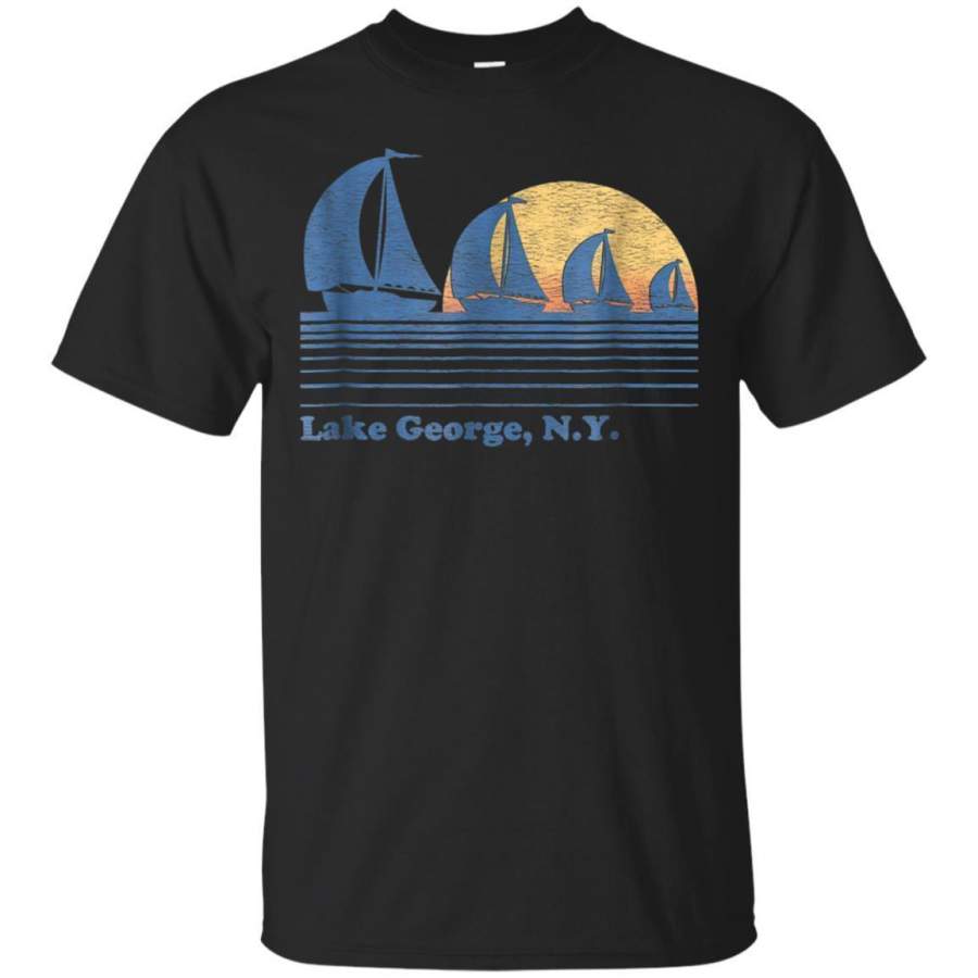 AGR Lake George Ny Sailboat Tshirt Vintage 80s Sunset Tee Jaq T-shirt