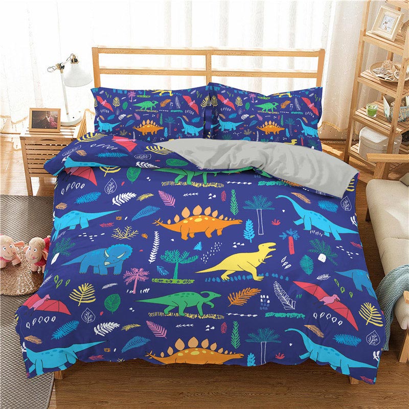 3D Dinosaur Family Bedding Set For Cartoon Printed Bed Cover Single Duvet Cover Set Single Bedclothes