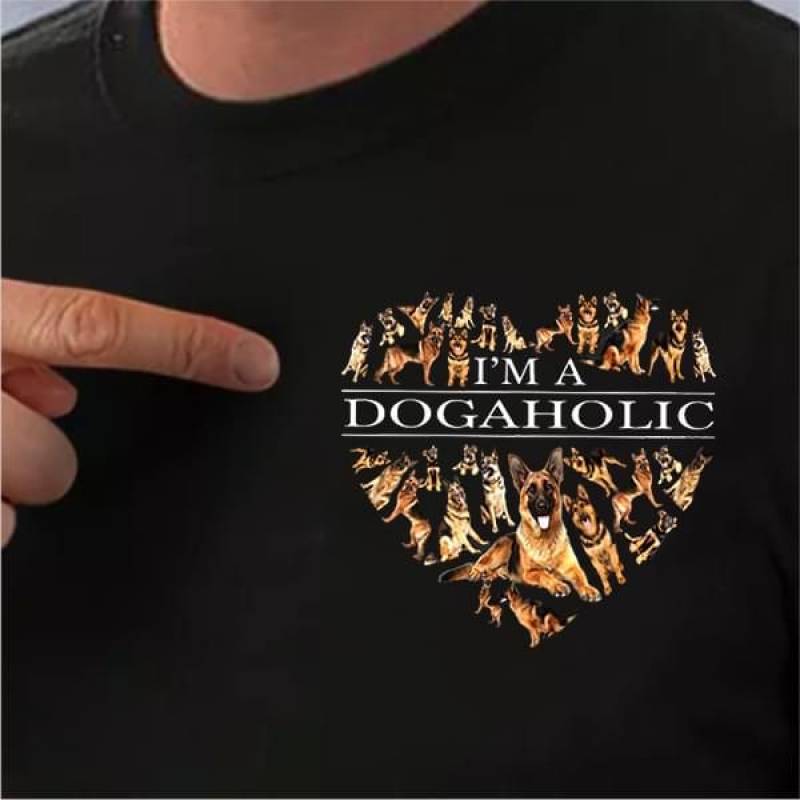 Alsace Dogs Heart I’M A Dogaholic Family Dog Funny Best Gifts For Animals Lovers Black Men And Women T Shirt S-5Xl