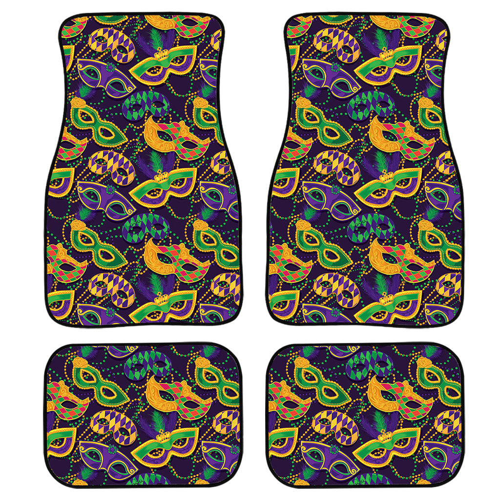 Mardi Gras Festival Pattern Print Front And Back Car Floor Mats, Front Car Mat