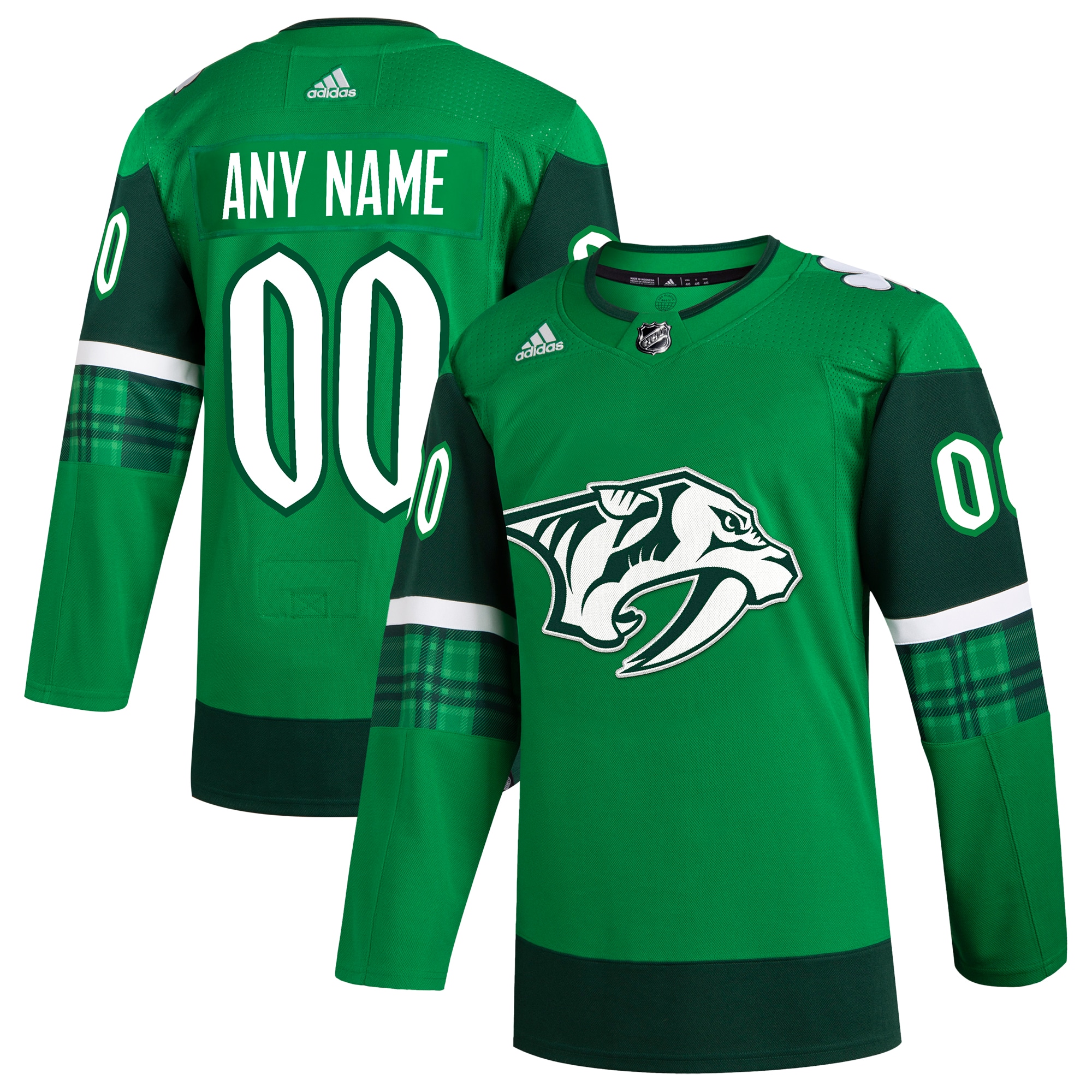 Men's Nashville Predators adidas Kelly Green St. Patrick's Day Authentic Custom Jersey