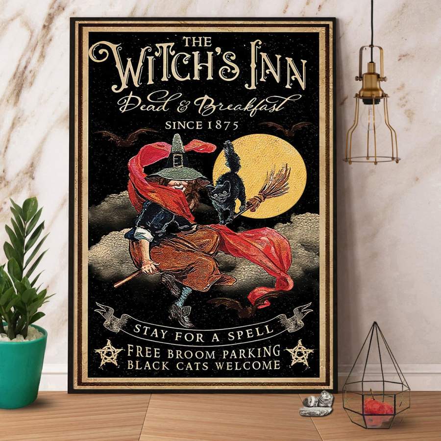 Witch the witch’s inn dead & breakfast Halloween paper poster no frame/ wrapped canvas wall decor full size