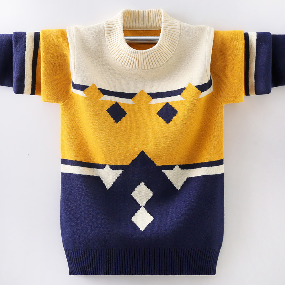 Winter Keep Warm Cotton Products Clothing Boy’s Sweater O-Neck Pullover Knitting Sweater Kids Clothes Children’s Sweater alx