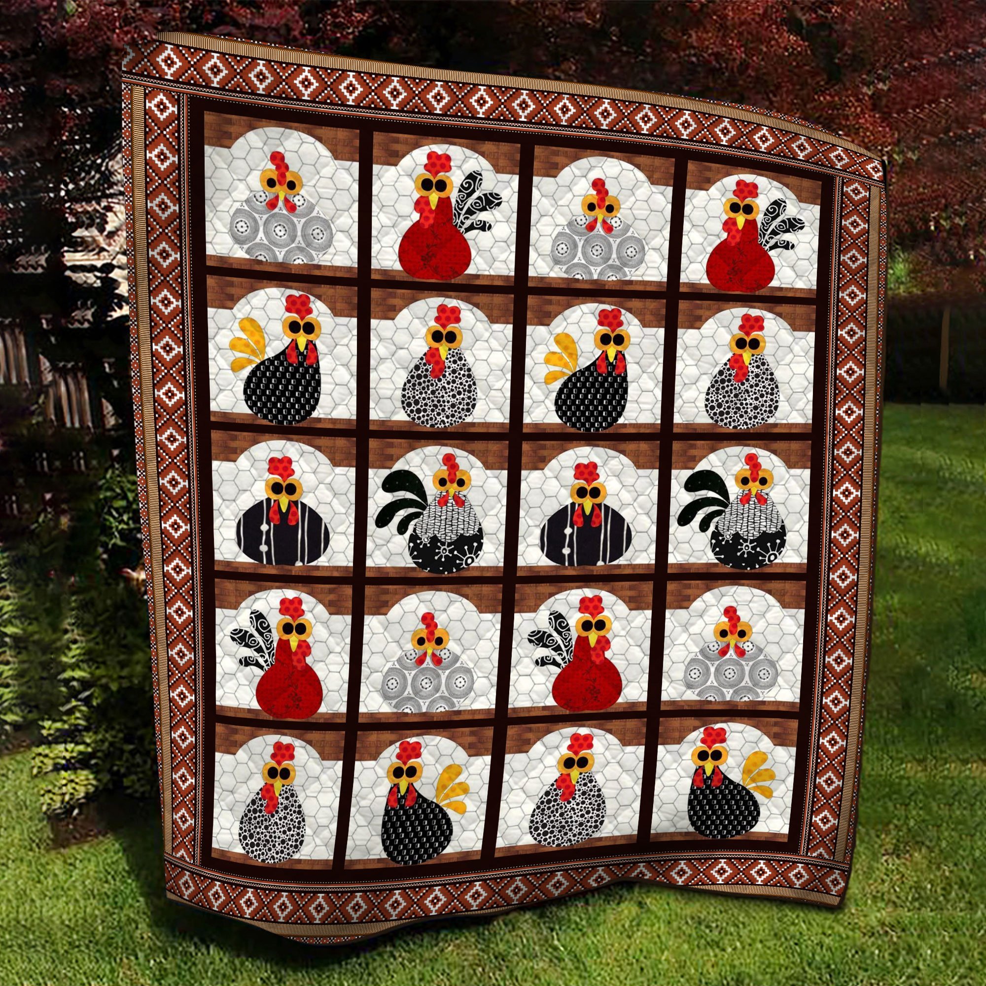 Chicken Embroidery Pattern Quilt