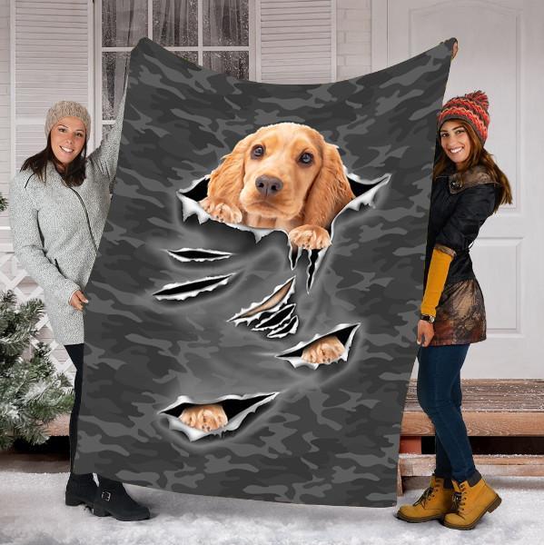 Personalized Dog Gift – Cocker Spaniel Puppy Scratch For Dog Lovers – Fleece Blanket