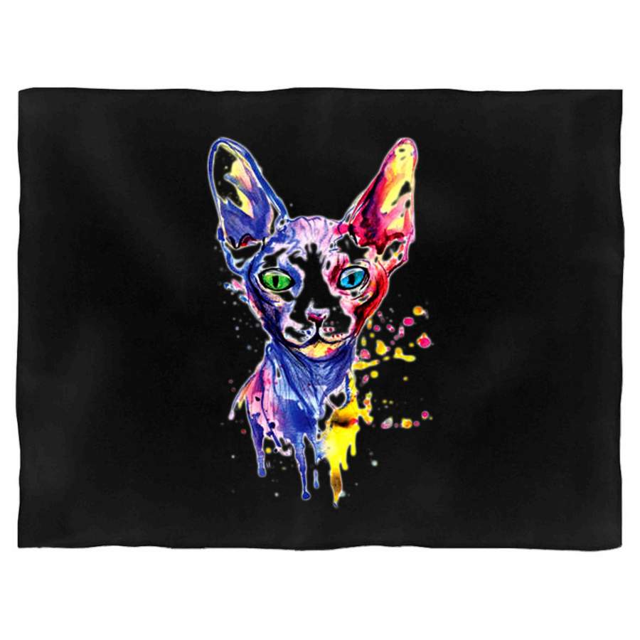 Sphinx Egyptian Cat Watercolor Animal Art Splash Graphic Blanket