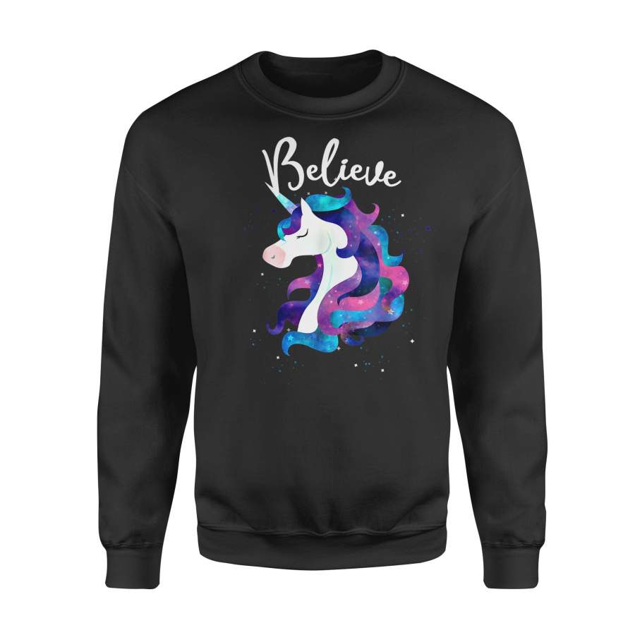 Animal gift idea Believe In Unicorn Space Galaxy Stars – Standard Fleece Sweatshirt