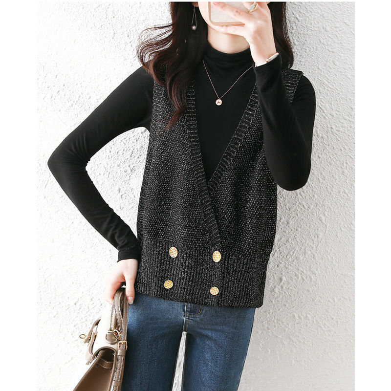 Sweater Vests Women Spring Temperament Stylish Solid Korean Version Elegant Knitted Basic Slim V-neck New Stretchy Ins Knitwear alx