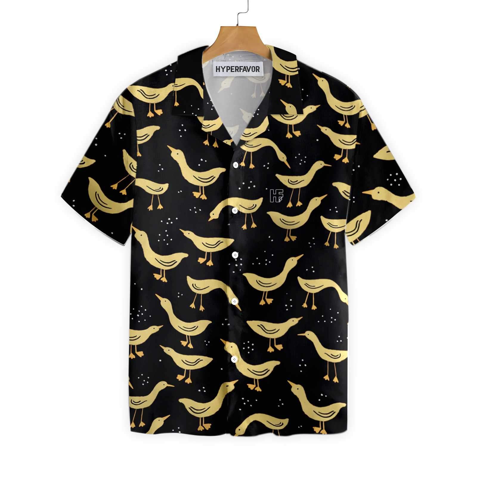 Ducks In Darkness Hawaii Shirt For Black And Yellow Banana Duck Pattern Hawaii Ha43365