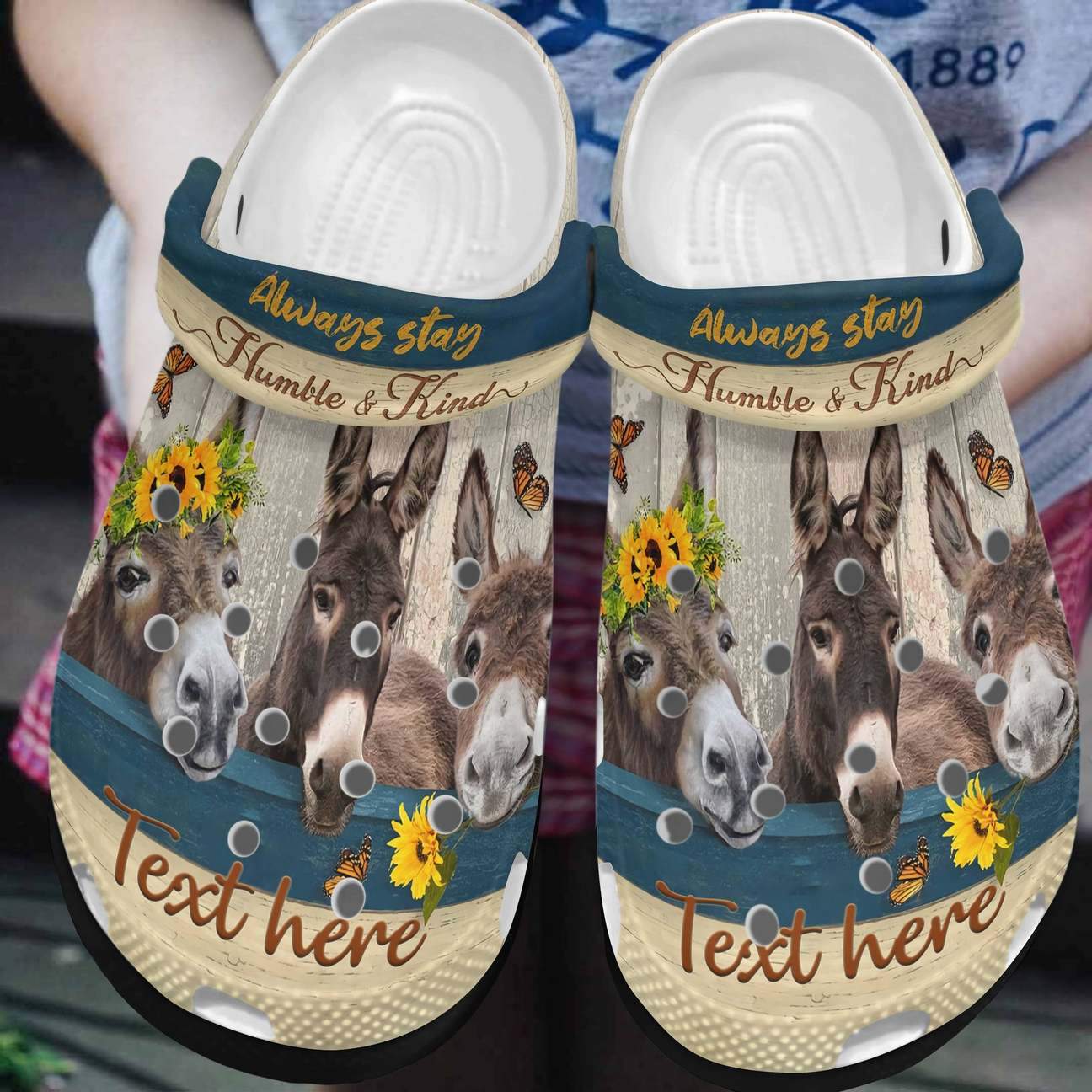 Donkey Personalized Clog, Custom Name, Text, Color, Number Fashion Style For Women, Men, Kid, Print 3D Always Stay Humble And Kind