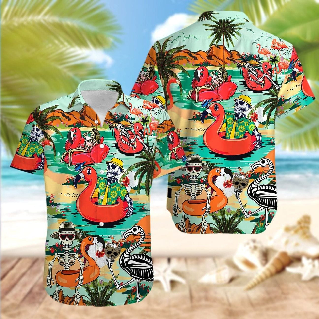 Funny Comic Skeleton Enjoy Summer Trip Tropical Hawaii Aloha Shirts Dh Ha79941