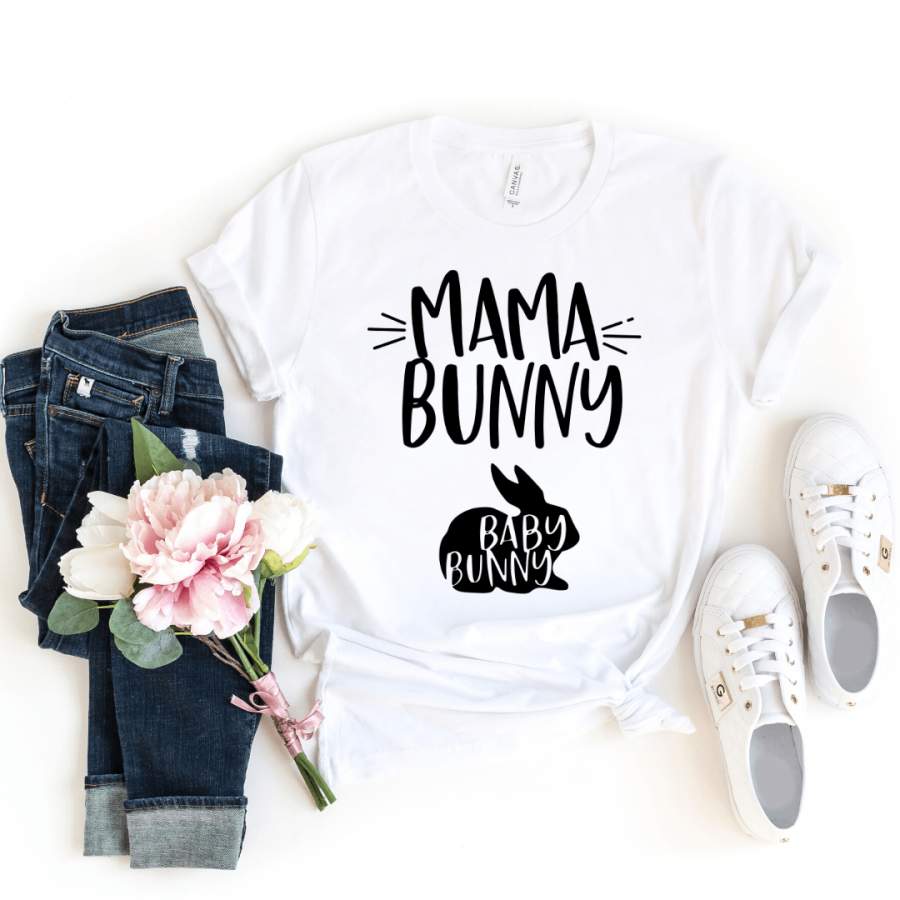 Mama Bunny and Baby Bunny Funny Easter Pregnancy Shirt, Mom to be, Pregnancy Unisex Baby Shower Gift, Pregnancy and Mommy to be Outfit