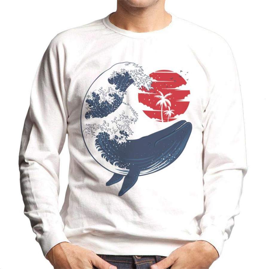 Whale Wave Hokusai Style Men’s Sweatshirt