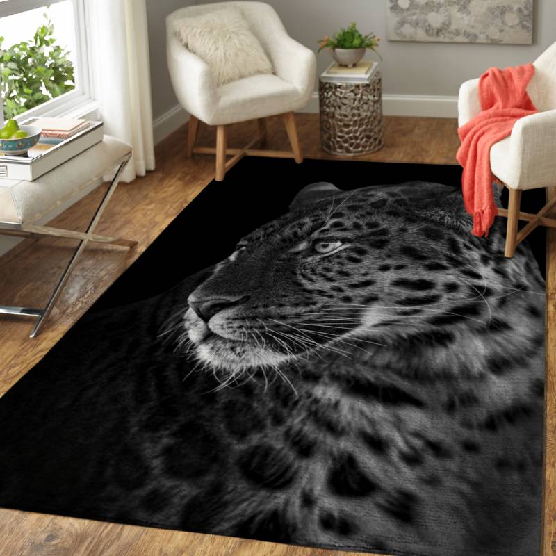 wild black african leopard – Animals Wallpapers Area Rug Carpet